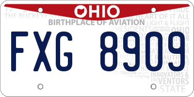 OH license plate FXG8909