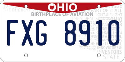 OH license plate FXG8910