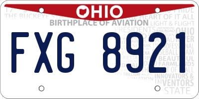 OH license plate FXG8921