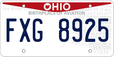 OH license plate FXG8925