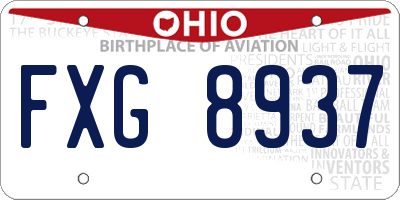 OH license plate FXG8937