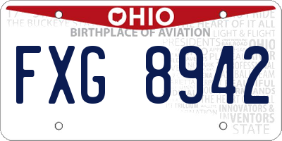 OH license plate FXG8942