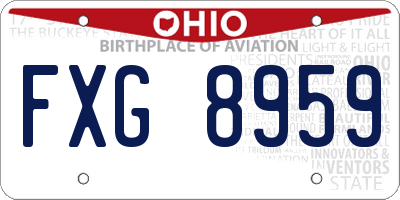 OH license plate FXG8959