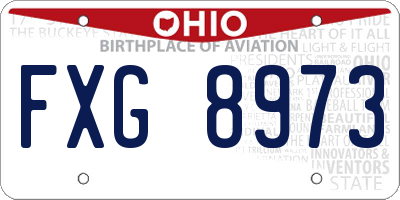 OH license plate FXG8973