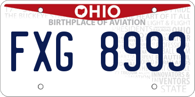 OH license plate FXG8993
