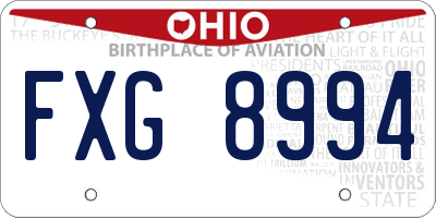 OH license plate FXG8994