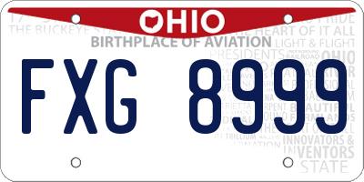 OH license plate FXG8999