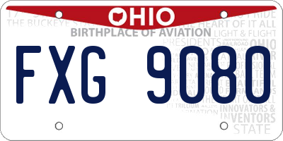 OH license plate FXG9080