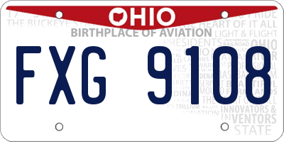 OH license plate FXG9108