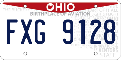 OH license plate FXG9128
