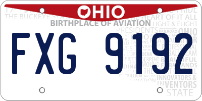 OH license plate FXG9192