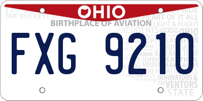 OH license plate FXG9210