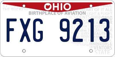 OH license plate FXG9213