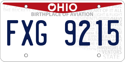 OH license plate FXG9215