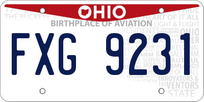 OH license plate FXG9231