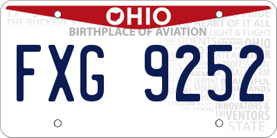 OH license plate FXG9252