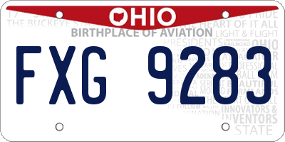 OH license plate FXG9283