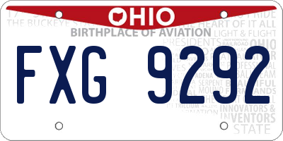 OH license plate FXG9292
