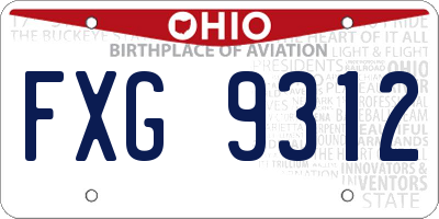 OH license plate FXG9312