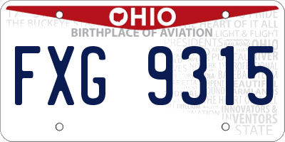 OH license plate FXG9315