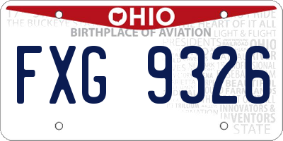OH license plate FXG9326