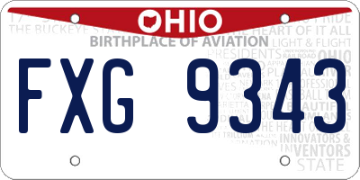 OH license plate FXG9343