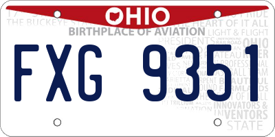 OH license plate FXG9351