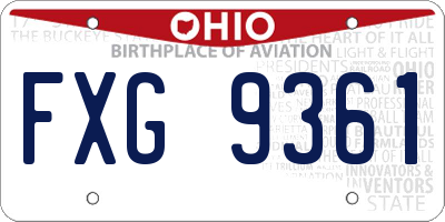 OH license plate FXG9361