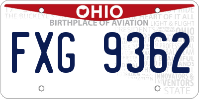 OH license plate FXG9362
