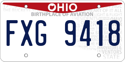 OH license plate FXG9418