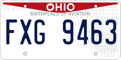 OH license plate FXG9463