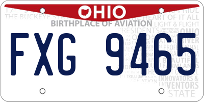 OH license plate FXG9465
