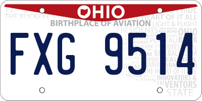 OH license plate FXG9514