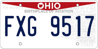 OH license plate FXG9517