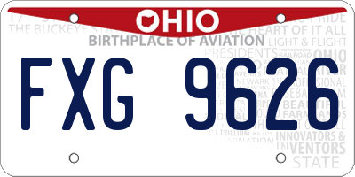 OH license plate FXG9626
