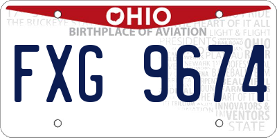 OH license plate FXG9674