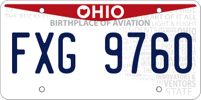 OH license plate FXG9760