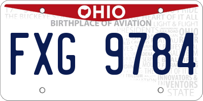OH license plate FXG9784