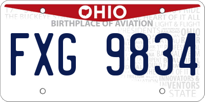OH license plate FXG9834