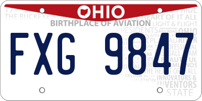 OH license plate FXG9847