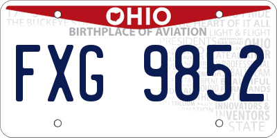 OH license plate FXG9852