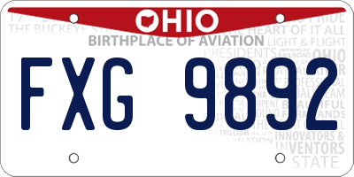OH license plate FXG9892