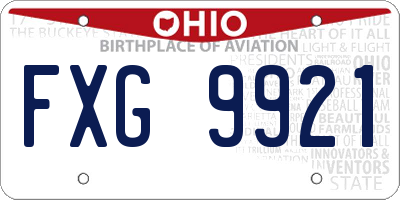 OH license plate FXG9921