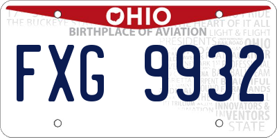 OH license plate FXG9932