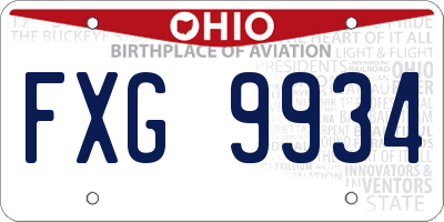 OH license plate FXG9934
