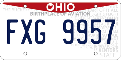 OH license plate FXG9957