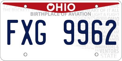 OH license plate FXG9962