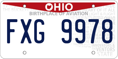 OH license plate FXG9978