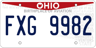 OH license plate FXG9982