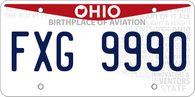 OH license plate FXG9990